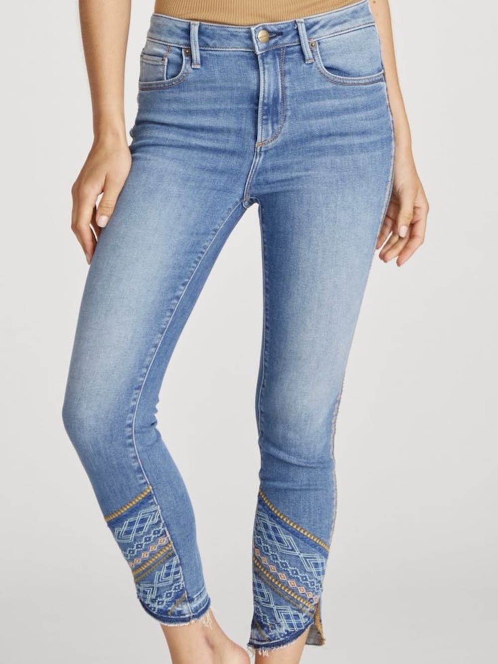 Driftwood High Rise Jackie Skinny Jeans Embroidered Size 28